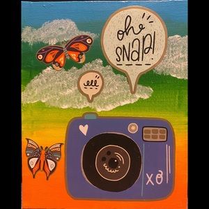 2 hand painted camera canvases